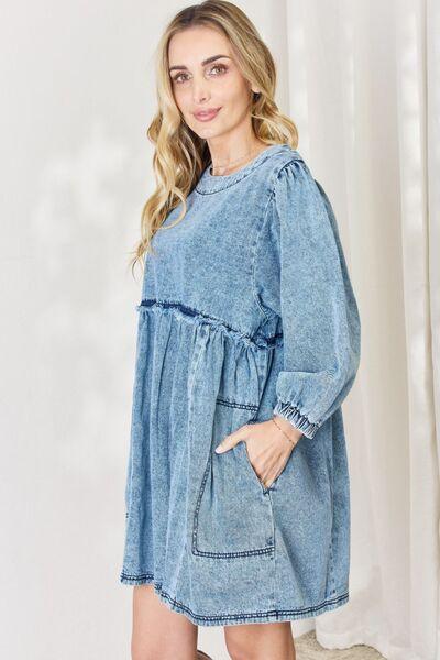 HEYSON Full Size Oversized Denim Babydoll Dress Carauana Store
