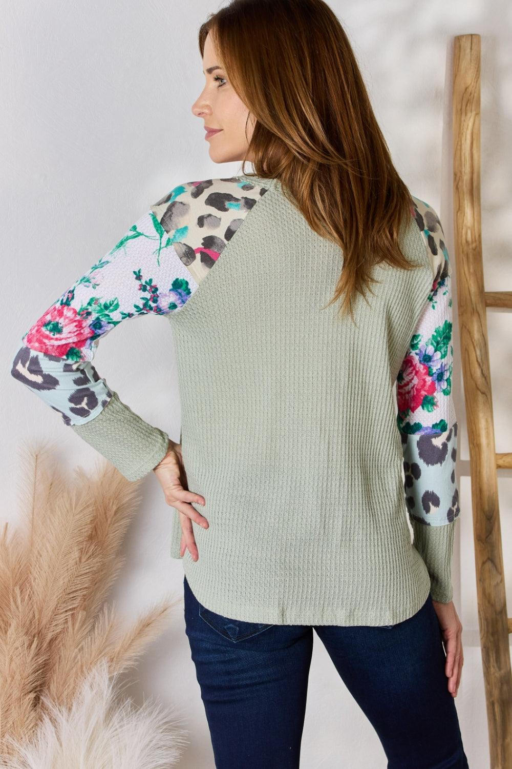Hailey & Co Full Size Printed Round Neck Blouse Carauana Store