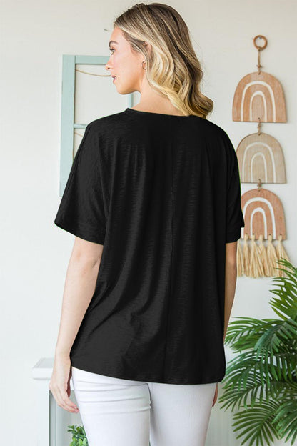 Heimish Full Size V-Neck Short Sleeve T-Shirt Carauana Store