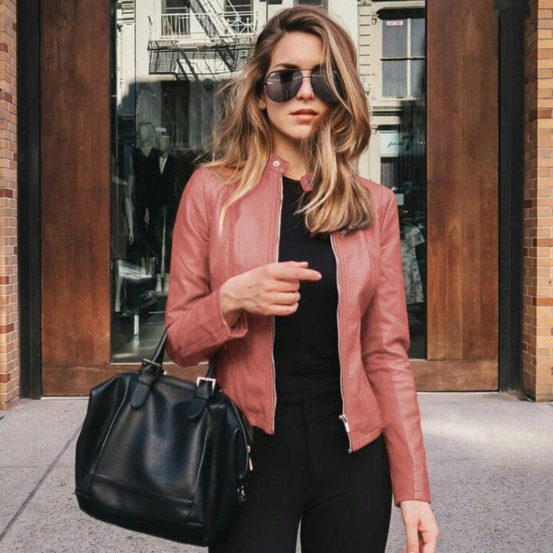 Jacket Women Coat Faux Leather