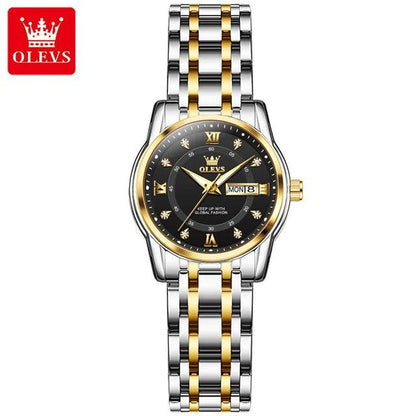 OLEVS Couple Watch Pair for Men and Women Stainless Steel Waterproof Men's Watches Luxury Gold Diamond Lover's Wristwatches 2023