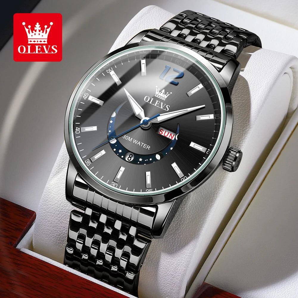 OLEVS Men's Watches Fashion Trend Crescent Shaped Dial Original Quartz Watch