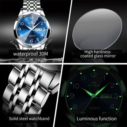 OLEVS Stainless Steel Quartz Watch | Fashionably Functional with Luminous Display and Water Resistance