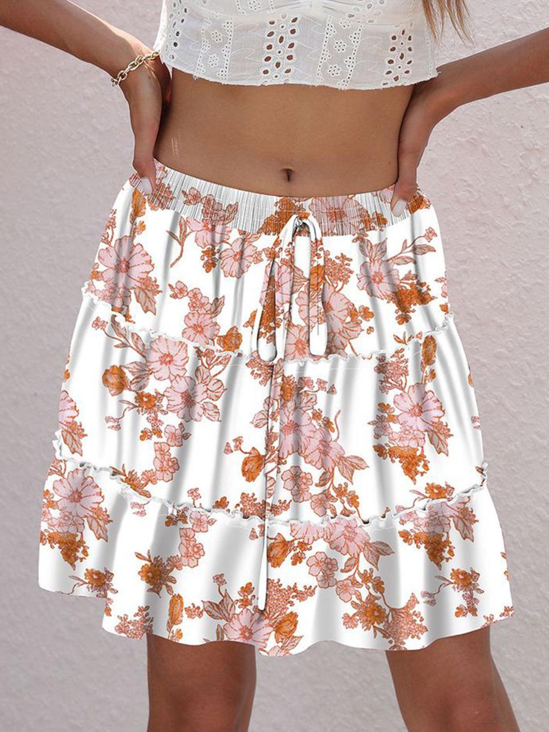Printed Elastic Waist Mini Skirt Carauana Store