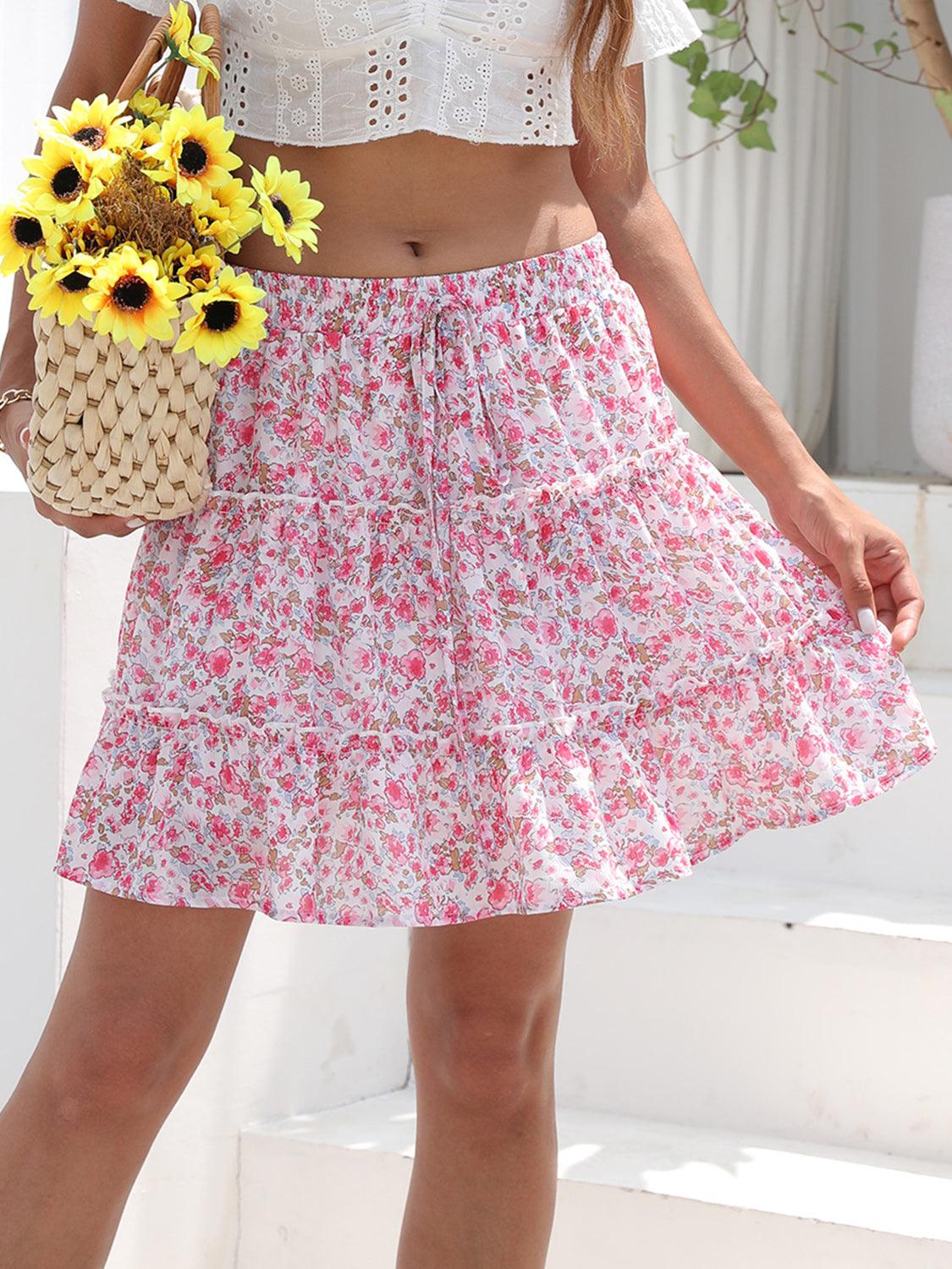 Printed Elastic Waist Mini Skirt Carauana Store
