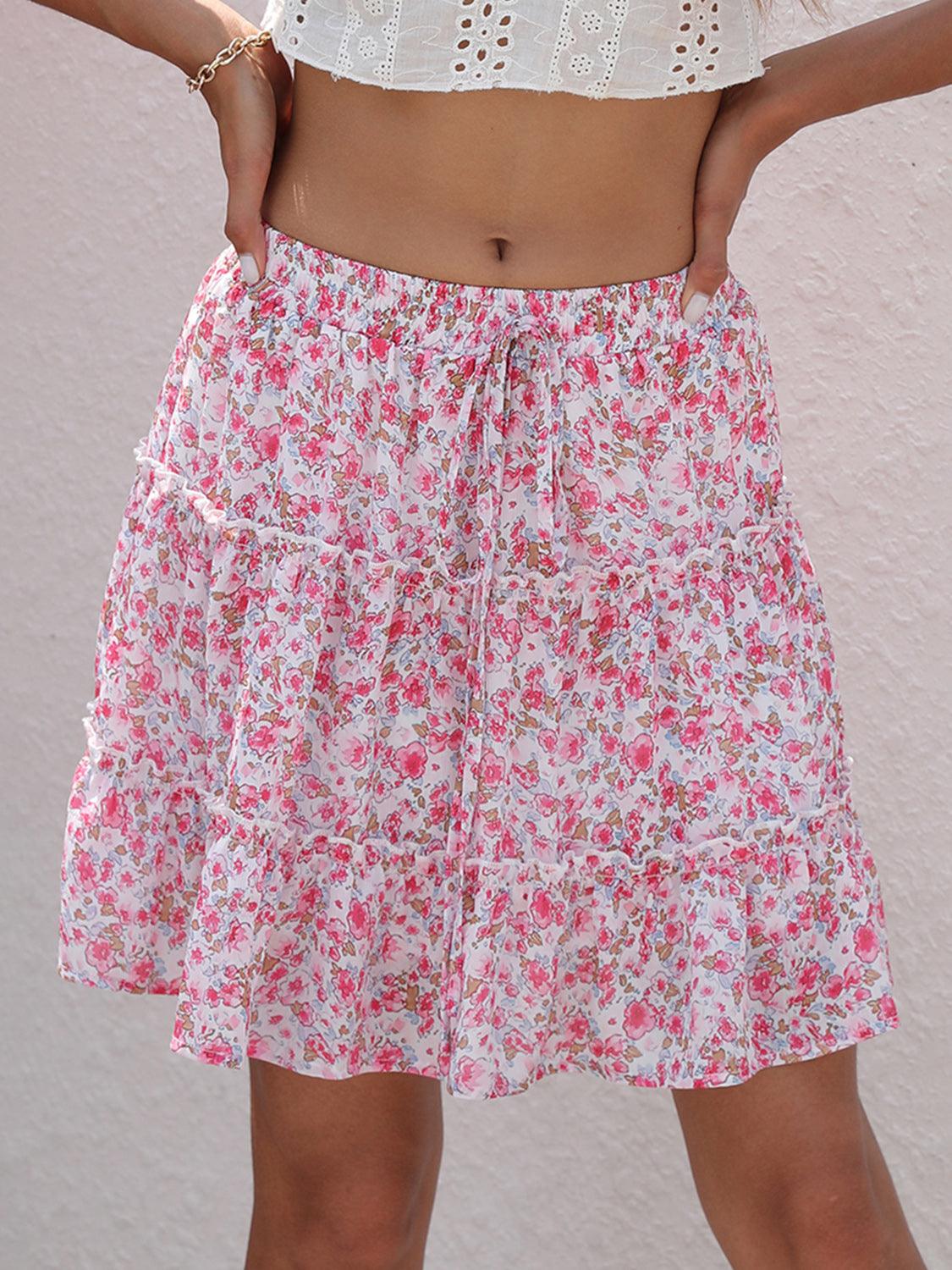 Printed Elastic Waist Mini Skirt Carauana Store