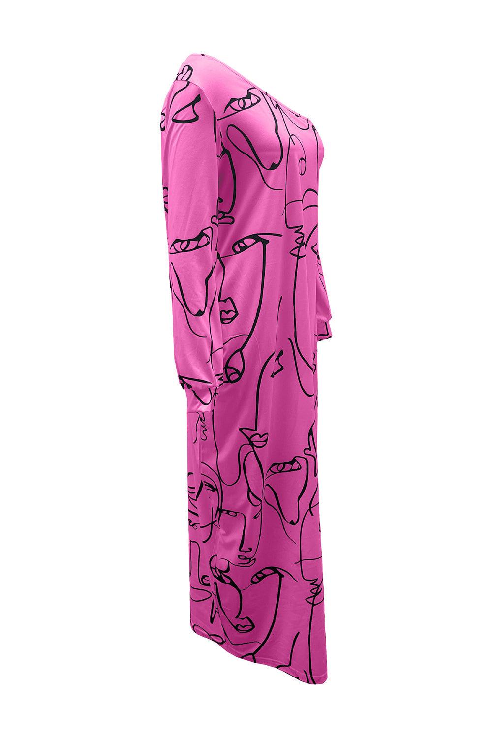 Printed Single Shoulder Lantern Sleeve Maxi Dress Carauana Store