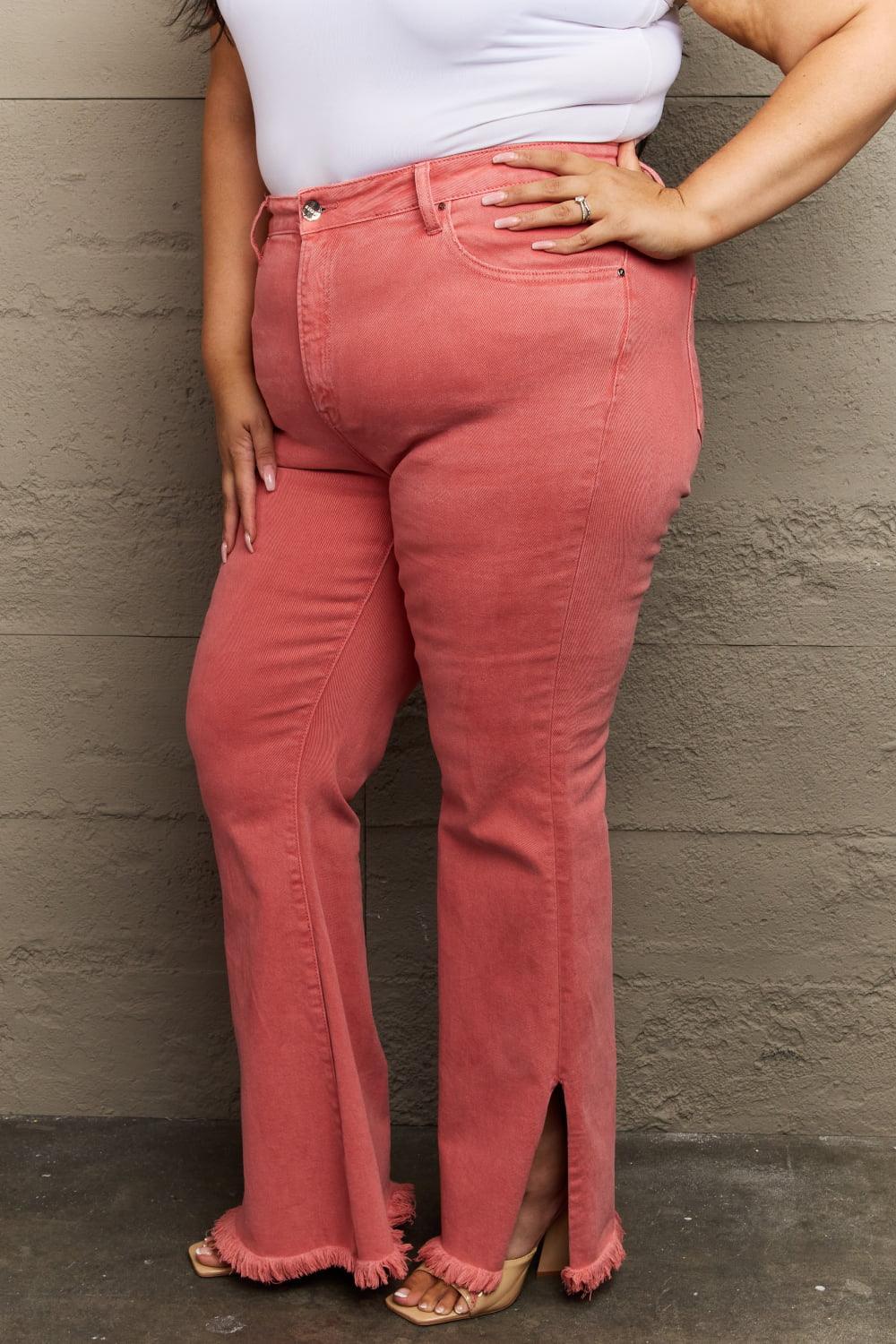 RISEN Bailey Full Size High Waist Side Slit Flare Jeans Carauana Store
