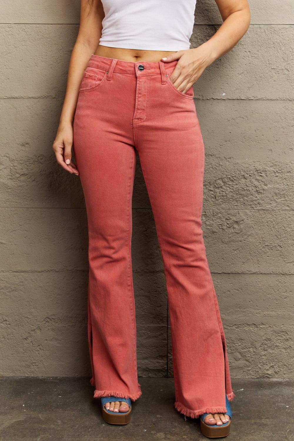 RISEN Bailey Full Size High Waist Side Slit Flare Jeans Carauana Store