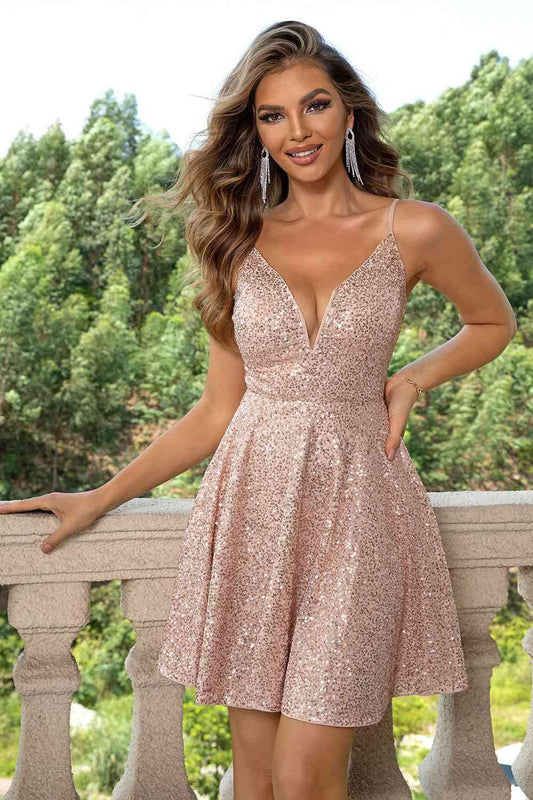 Sequin Spaghetti Strap Dress Carauana Store