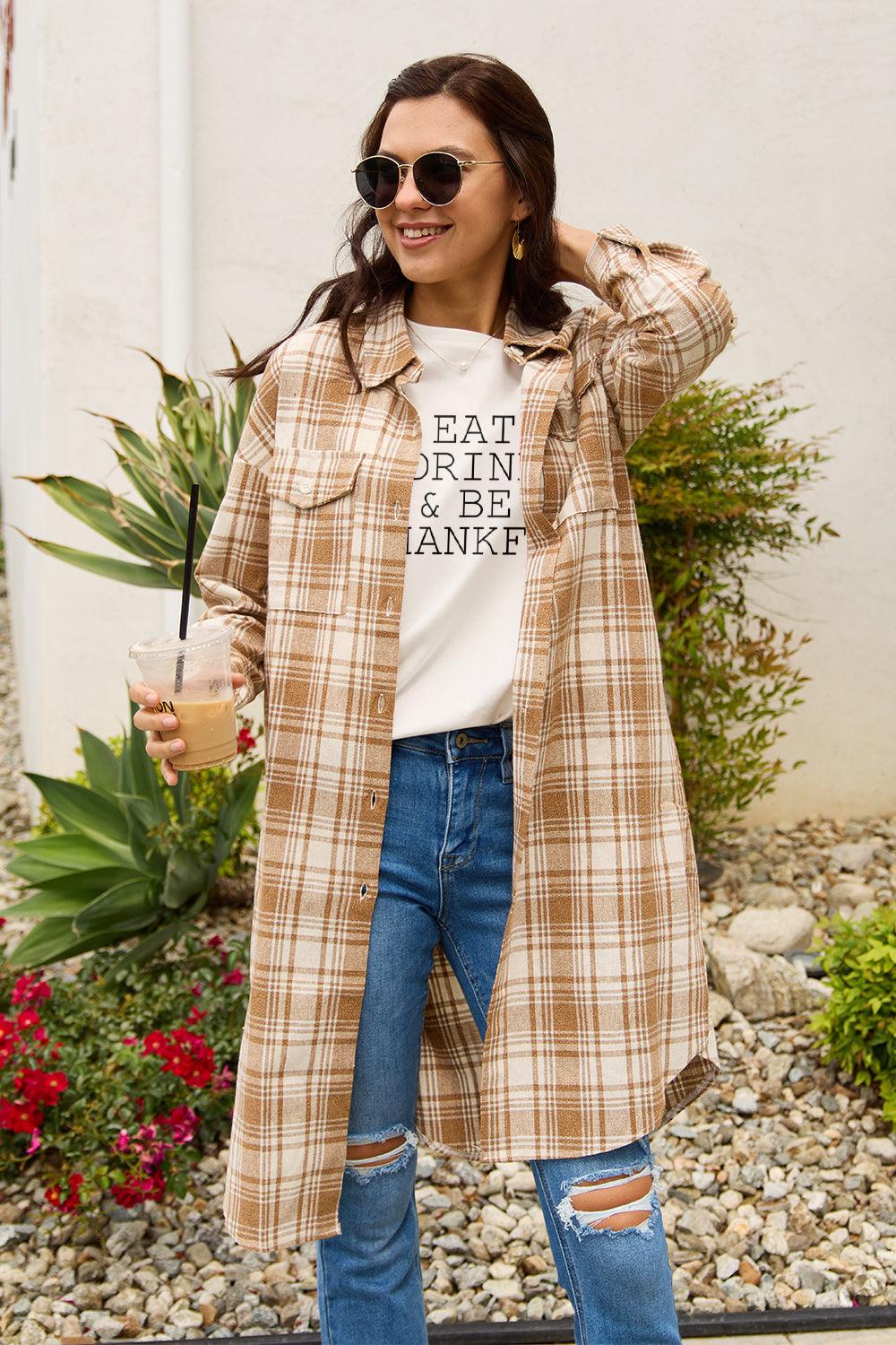 Simply Love Full Size EAT DRINK & BE THANKFUL Round Neck T-Shirt Carauana Store