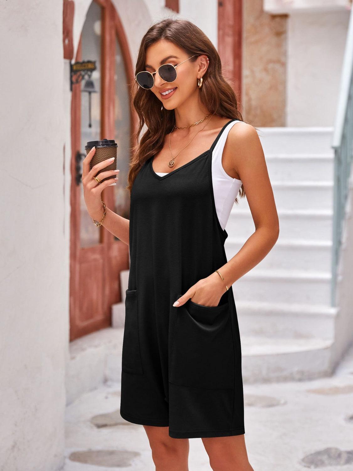 Spaghetti Strap Romper with Pockets Carauana Store