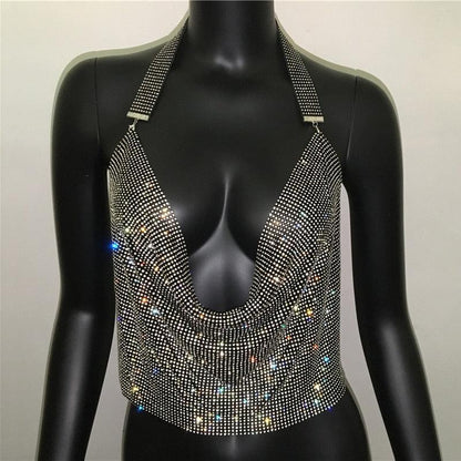 Sparkly Rhinestone Disco Party Tank Top