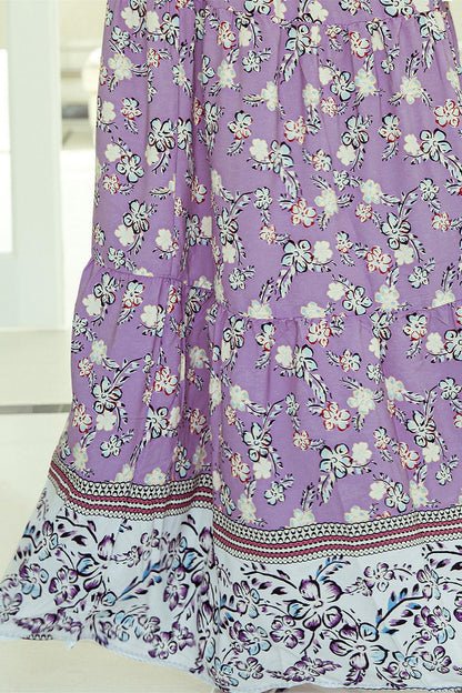 Tiered Printed Elastic Waist Skirt Carauana Store