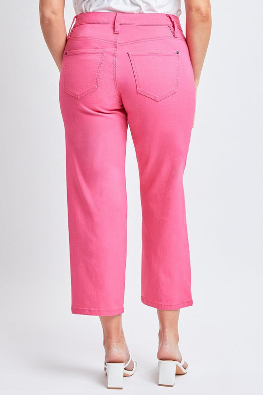 YMI Jeanswear Full Size Mid-Rise Hyperstretch Cropped Straight Pants Carauana Store