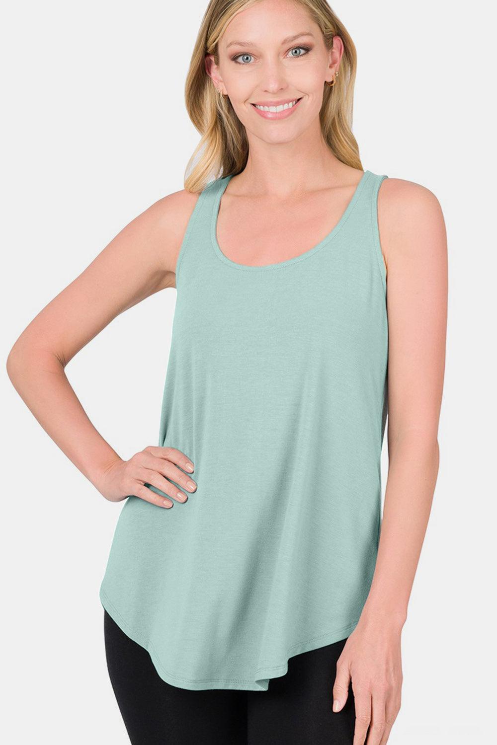 Zenana Round Neck Curved Hem Tank Carauana Store