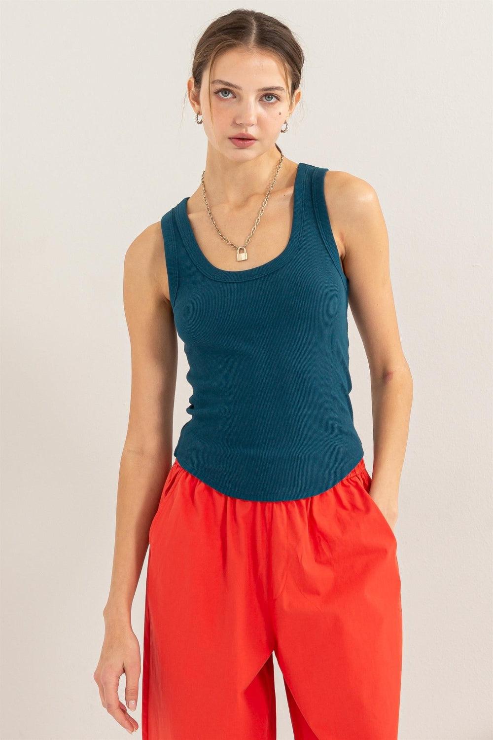HYFVE Ribbed Scoop Neck Racerback Tank Carauana Store