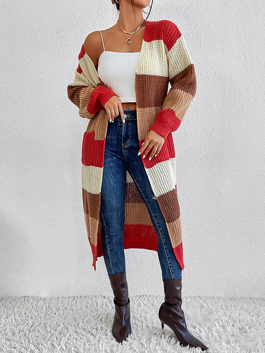 Color Block Open Front Longline Cardigan Carauana Store