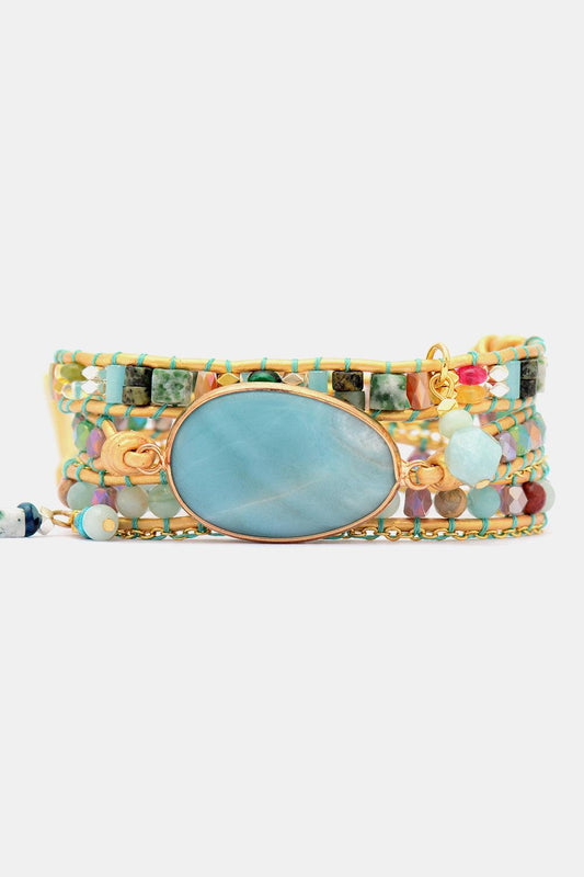 Handmade Natural Stone Beaded Triple Layer Bracelet Carauana Store