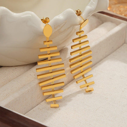 Titanium Steel Fishbone Shape Earrings Carauana Store