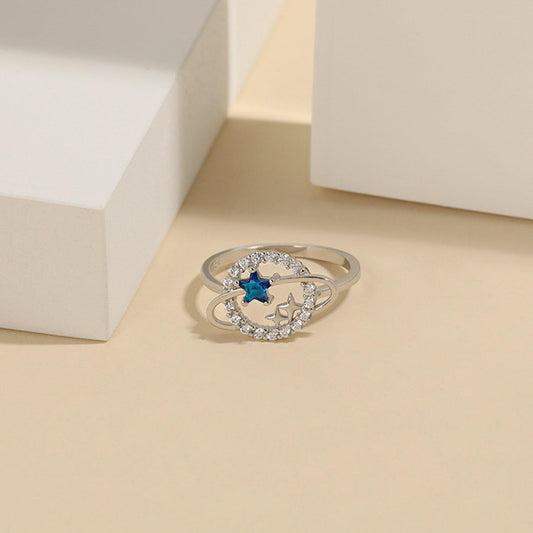 Planet Shape Inlaid Zircon 925 Sterling Silver Ring Carauana Store