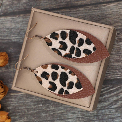 Leaf Shape Leather Dangle Earrings Carauana Store