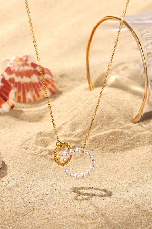 Pearl Hoop Link Pendant Necklace Carauana Store