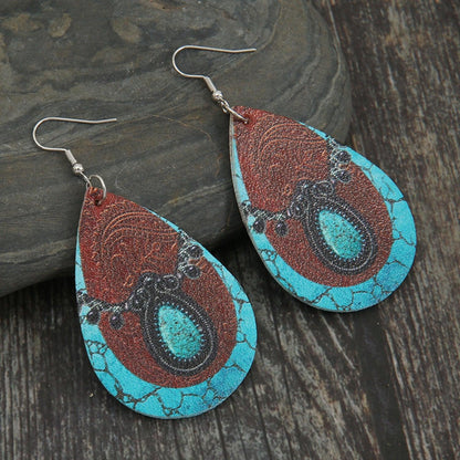PU Leather Iron Hook Teardrop Earrings Carauana Store