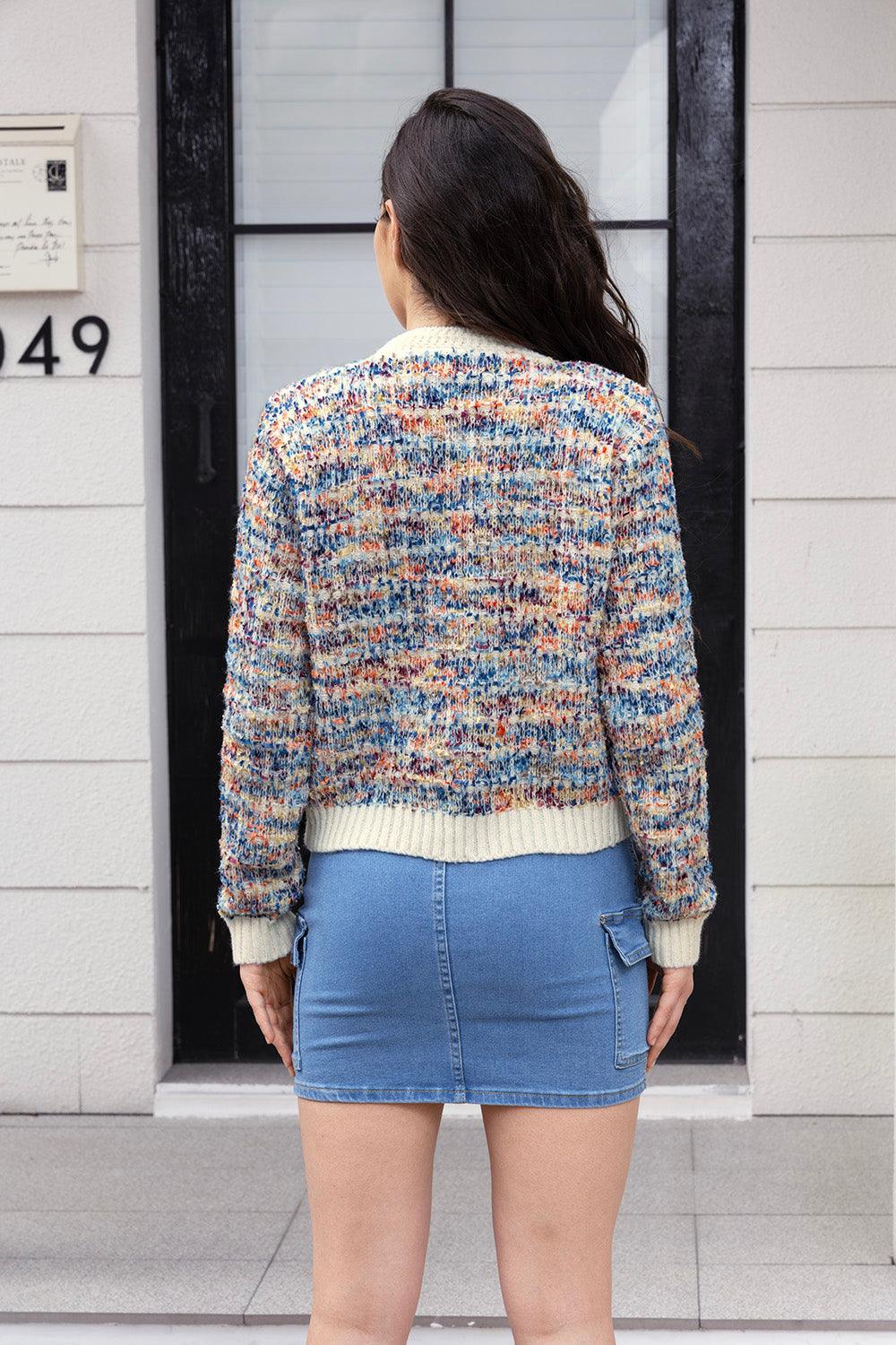 Heathered Button Up Long Sleeve Cardigan Carauana Store