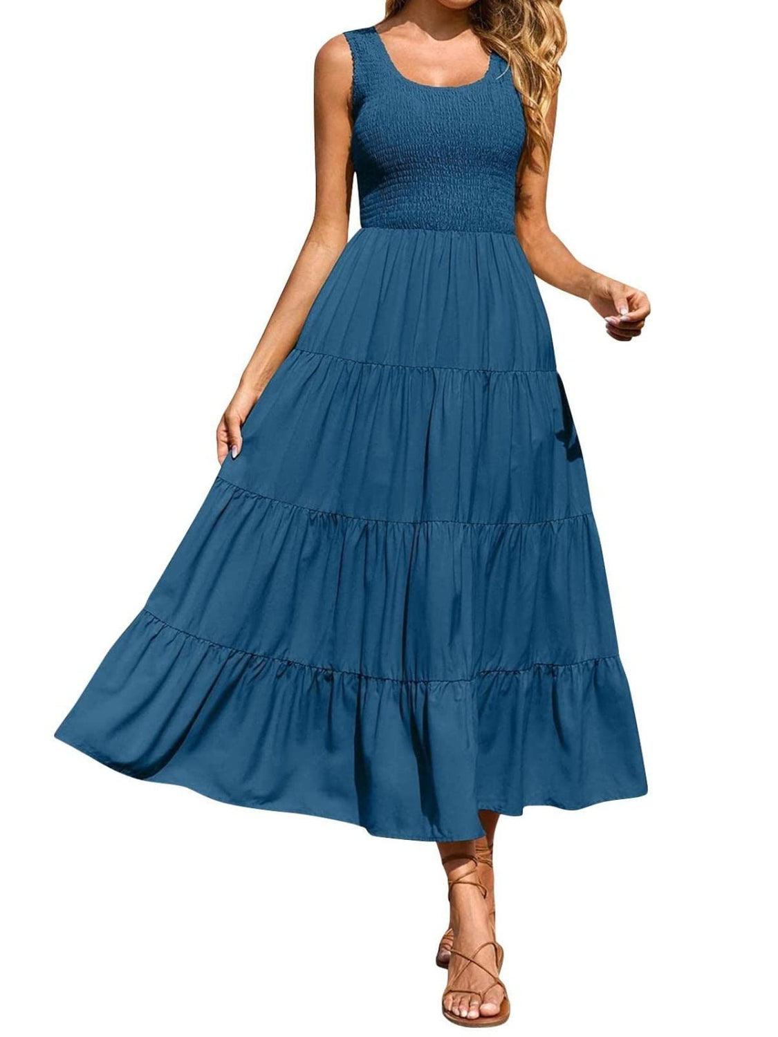 Tiered Smocked Wide Strap Dress Carauana Store