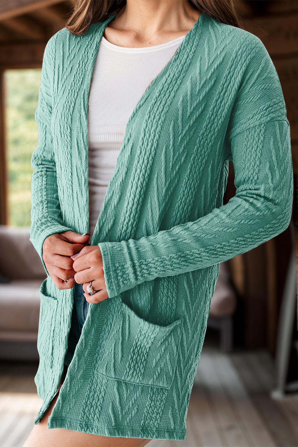 Textured Open Front Cover Up with Pockets Carauana Store