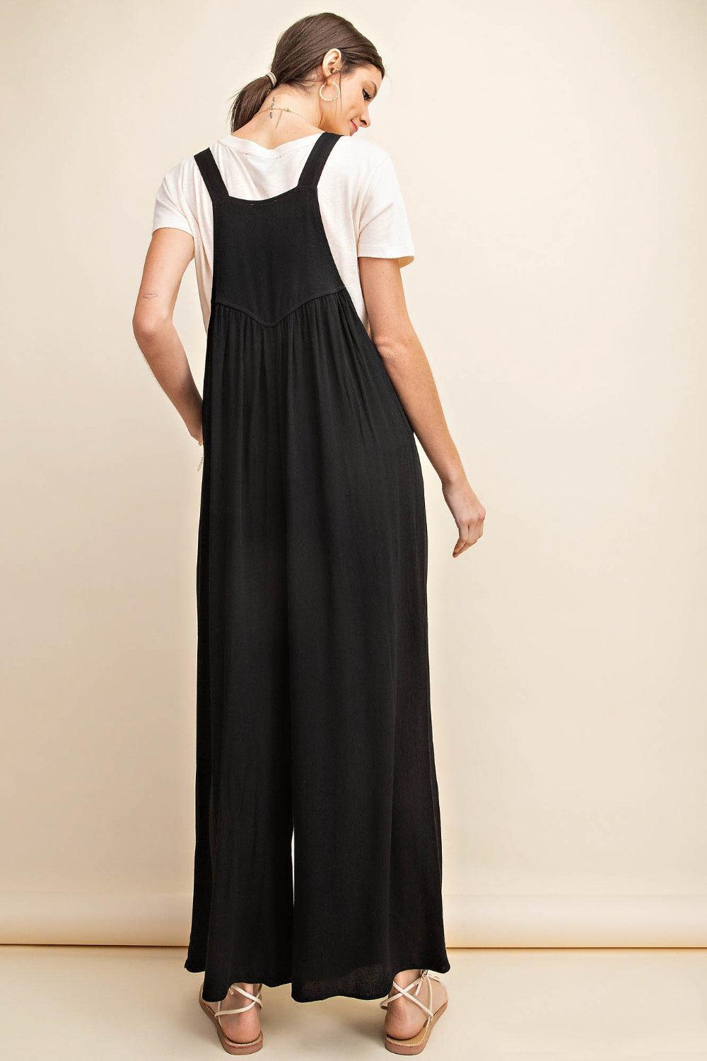 Kori America Full Size Sleeveless Ruched Wide Leg Overalls Carauana Store