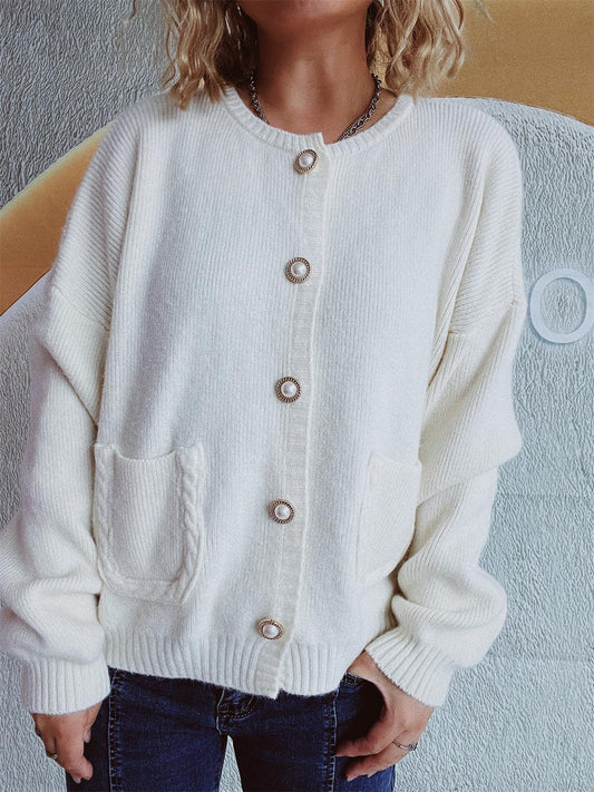 Button Up Long Sleeve Cardigan Carauana Store