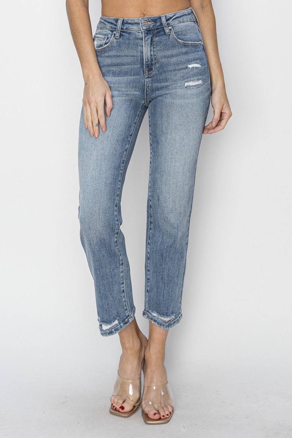 RISEN Full Size High Waist Distressed Cropped Jeans Carauana Store