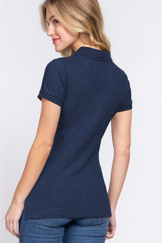 ACTIVE BASIC Full Size Classic Short Sleeve Polo Top Carauana Store