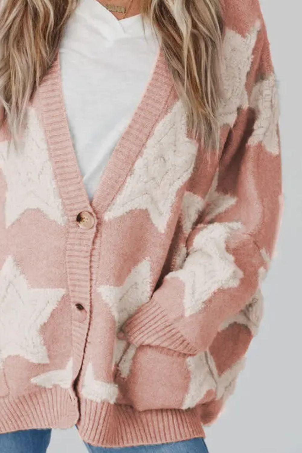 Star Button Up Long Sleeve Cardigan Carauana Store