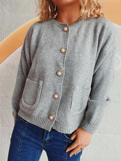 Button Up Long Sleeve Cardigan Carauana Store