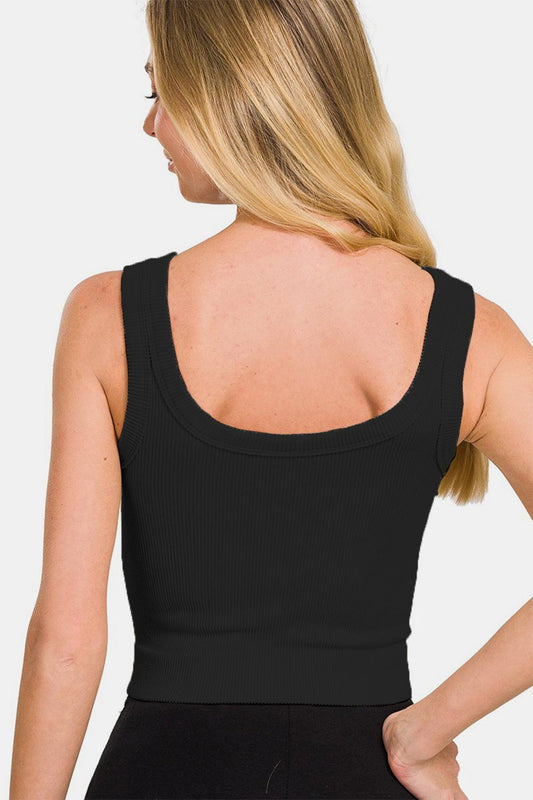 Zenana Ribbed Round Neck Cropped Tank Carauana Store
