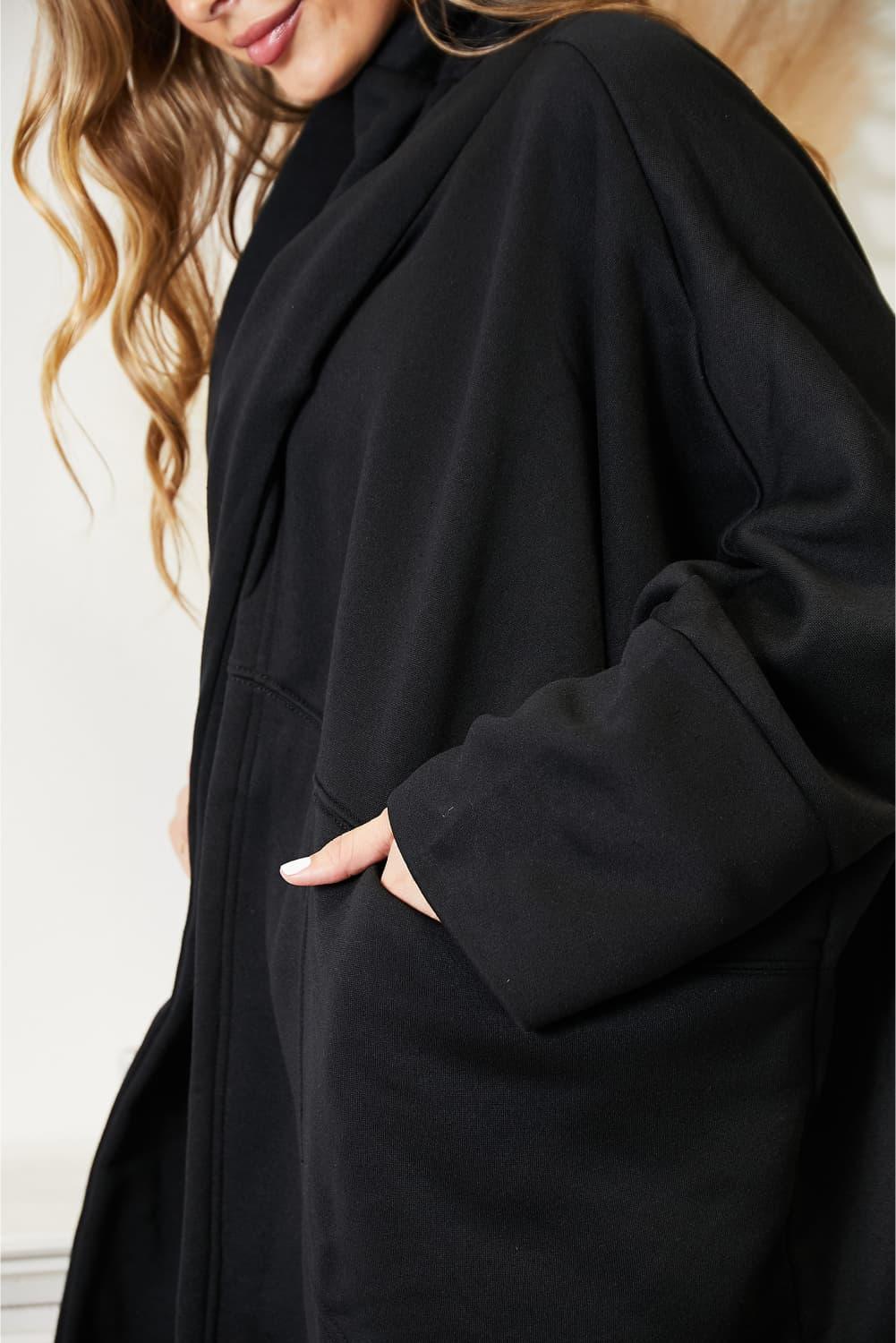 HEYSON Full Size Open Front Cardigan with Scarf Design Carauana Store