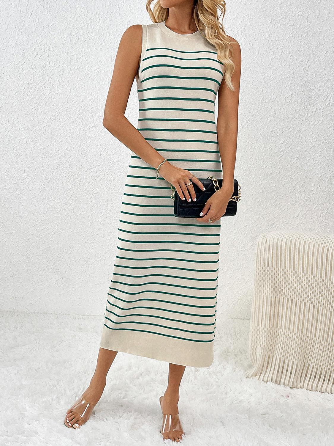 Round Neck Sleeve Midi Knit Dress Carauana Store