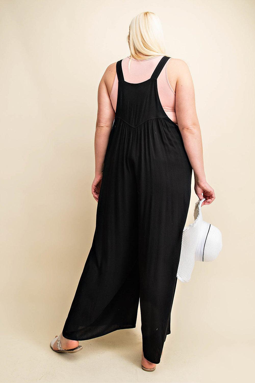 Kori America Full Size Sleeveless Ruched Wide Leg Overalls Carauana Store