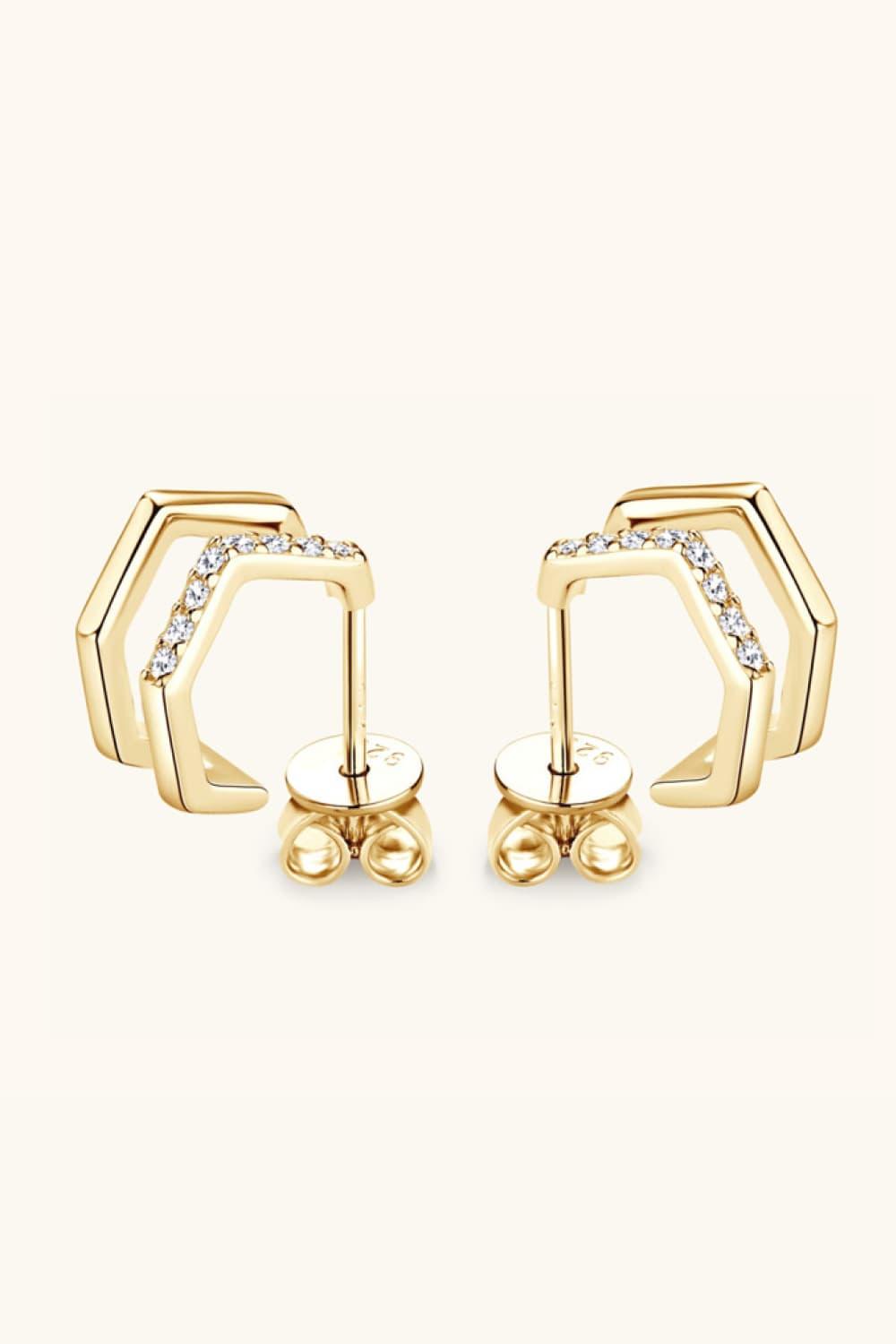 Moissanite 925 Sterling Silver Double-Layered Earrings Carauana Store