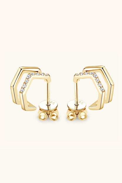 Moissanite 925 Sterling Silver Double-Layered Earrings Carauana Store