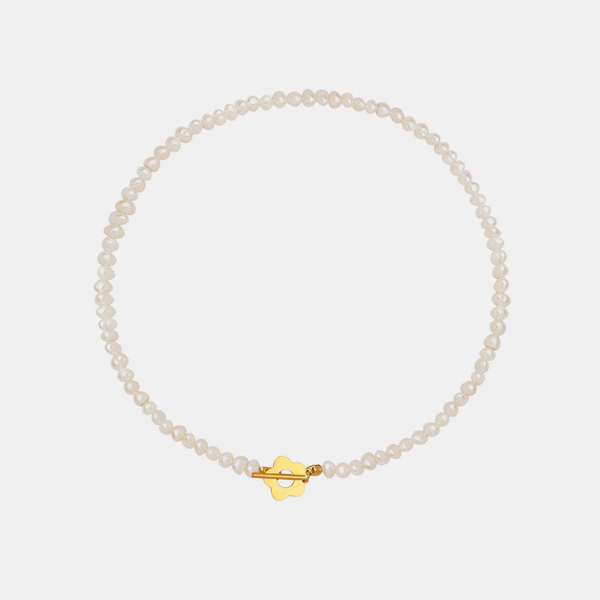 Titanium Steel Pearl Flower Necklace Carauana Store