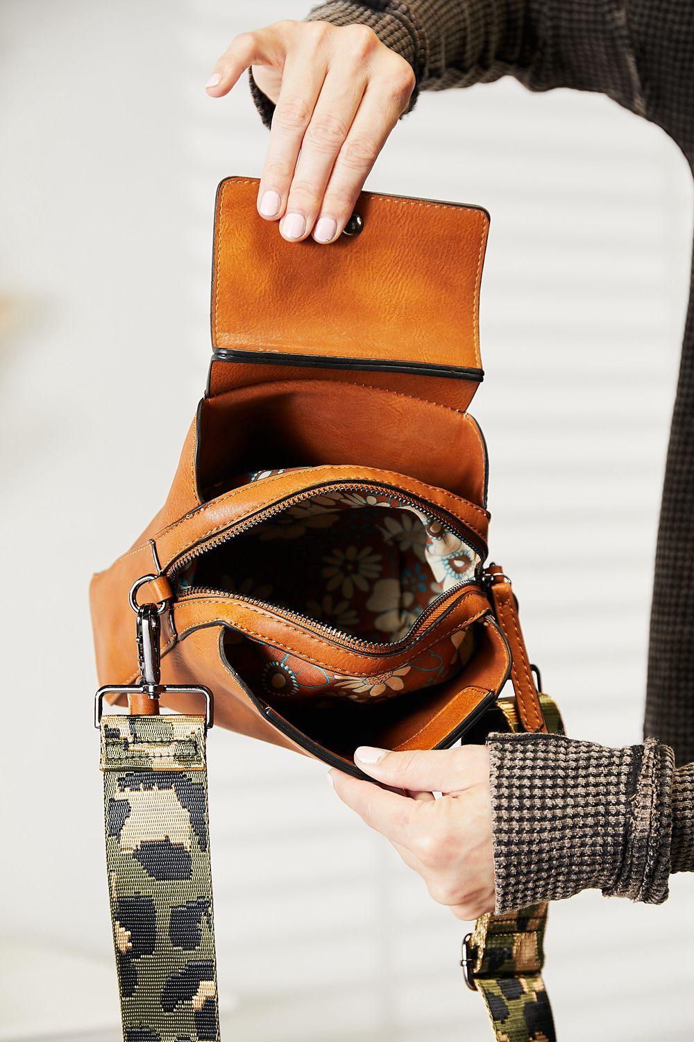 SHOMICO PU Leather Wide Strap Crossbody Bag Carauana Store
