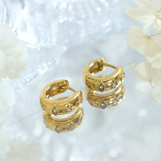 Zircon Titanium Steel Huggie Earrings Carauana Store