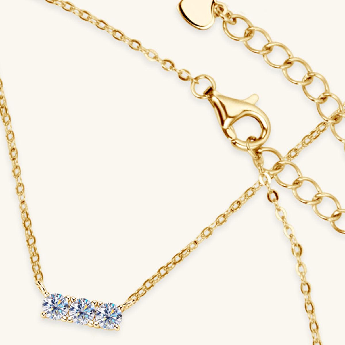 925 Sterling Silver Inlaid Moissanite Bar Necklace Carauana Store