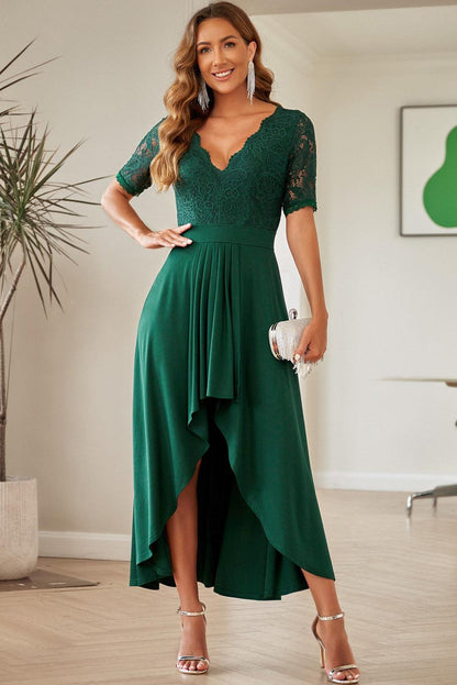Lace Cutout V-Neck Short Sleeve Dress Carauana Store