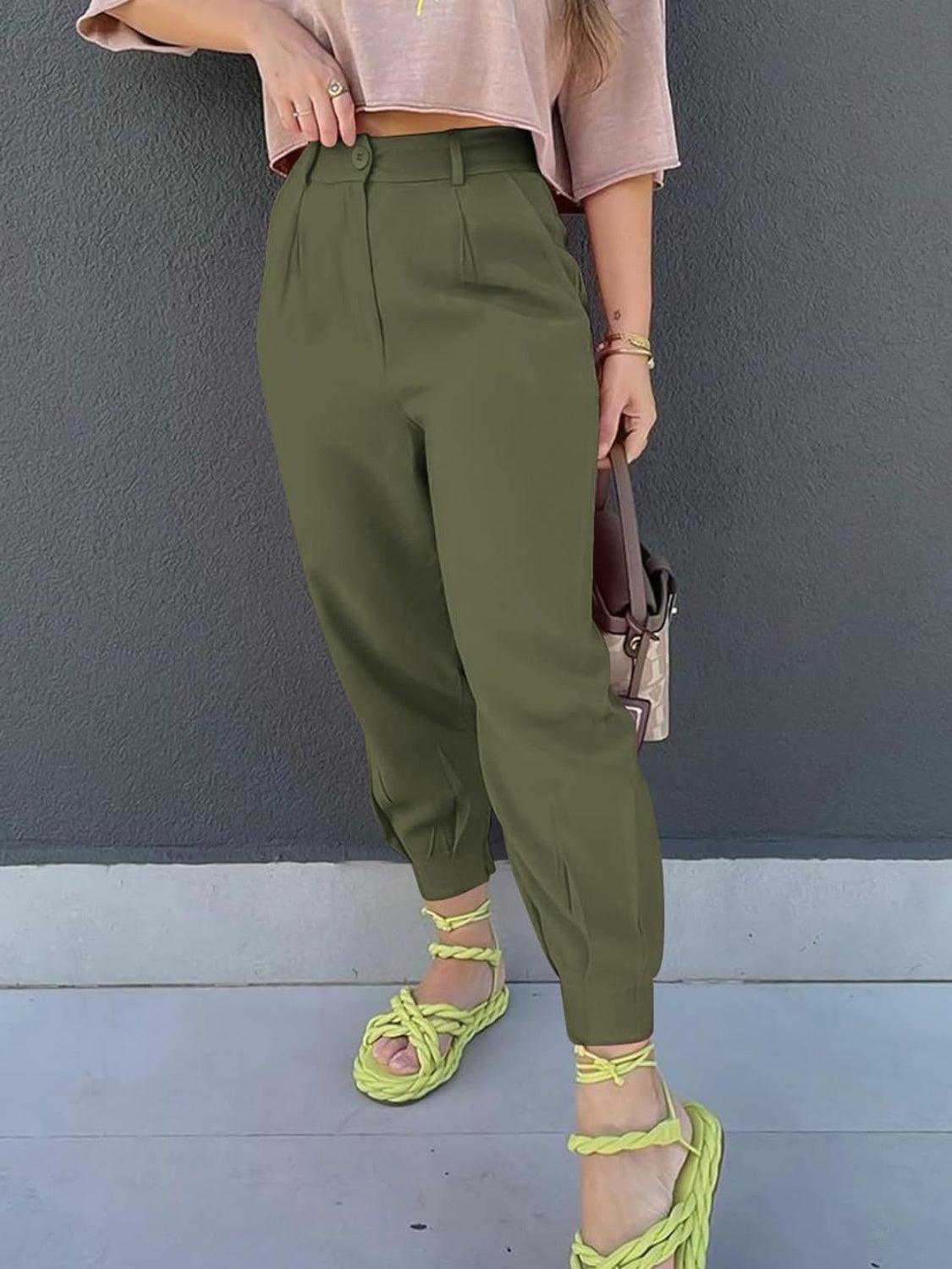 High Waist Cropped Pants Carauana Store