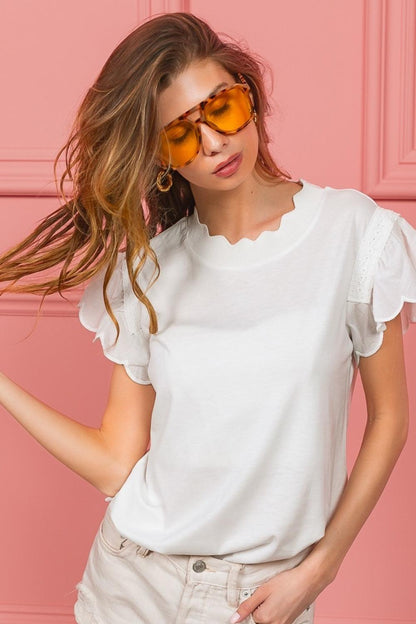 BiBi Scallop Edged Lace Trim Top Carauana Store